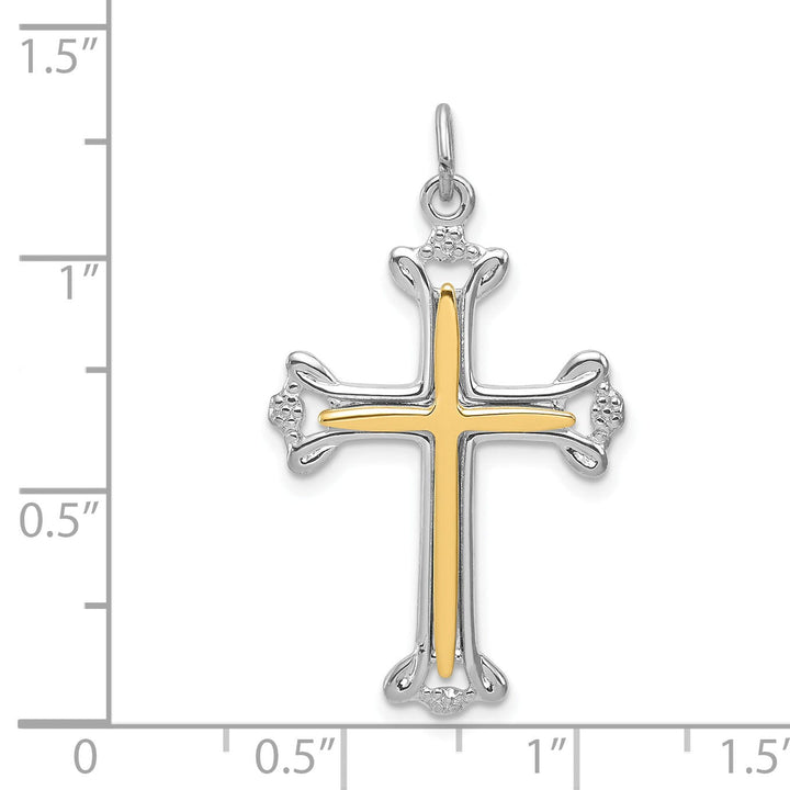 Sterling Silver Polished Budded Cross Pendant