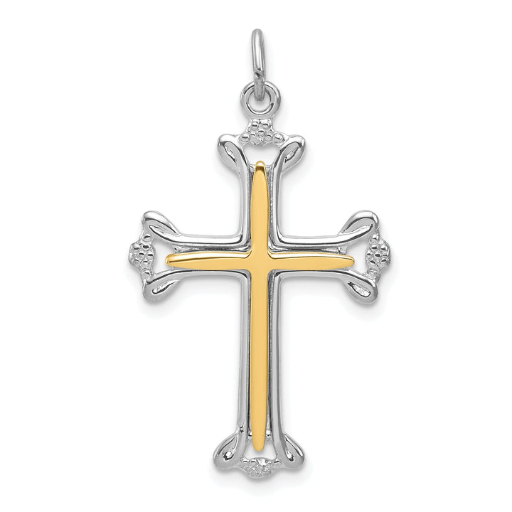 Sterling Silver Polished Budded Cross Pendant