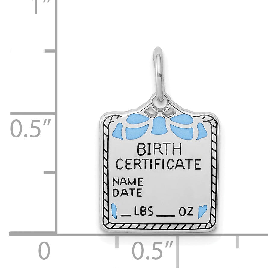 925 Sterling Silver Blue Birth Certificate Pendant