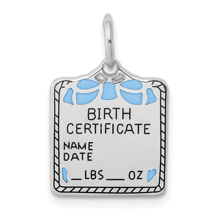 925 Sterling Silver Blue Birth Certificate Pendant