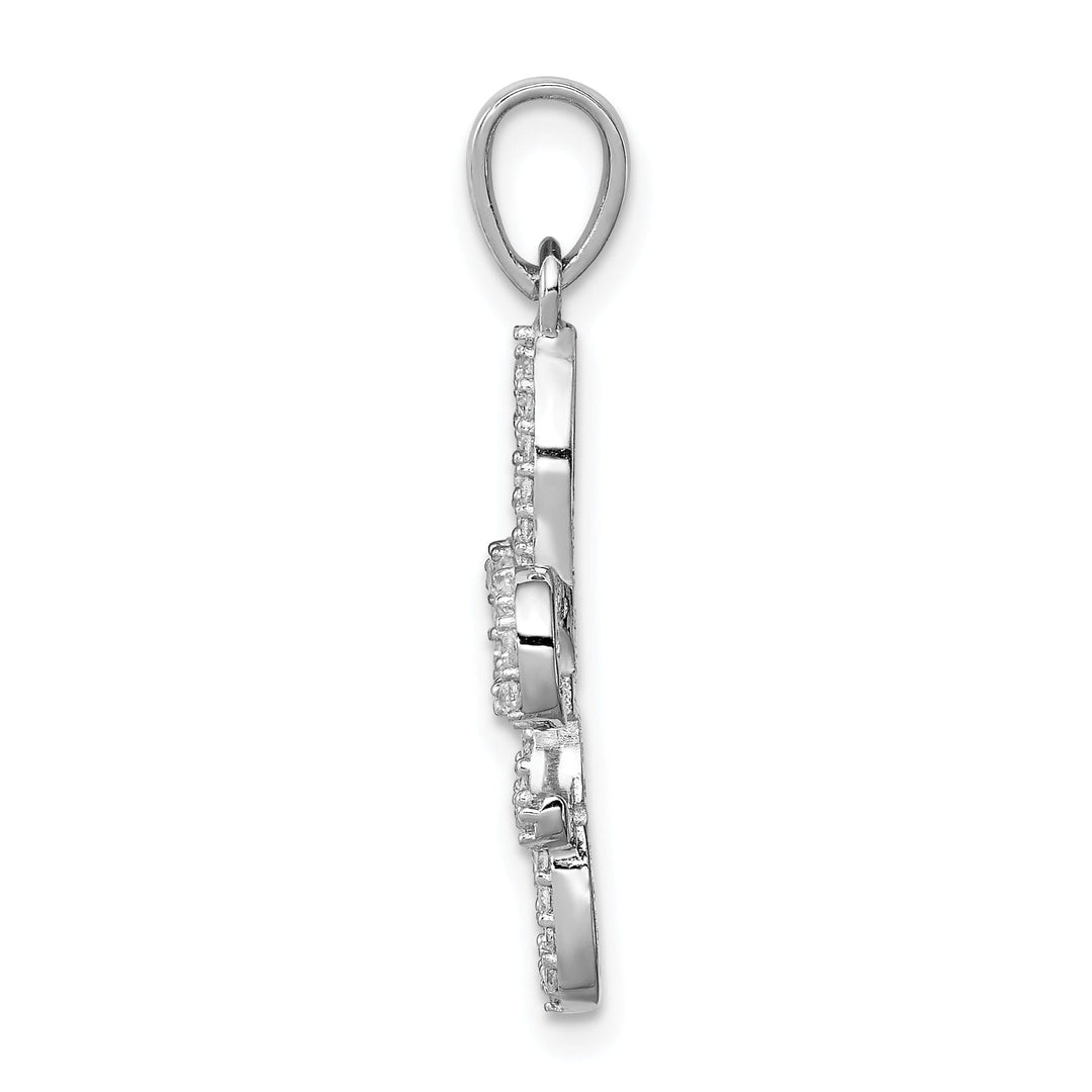 Silver Polished Finish C.Z Fleur de Lis Charm