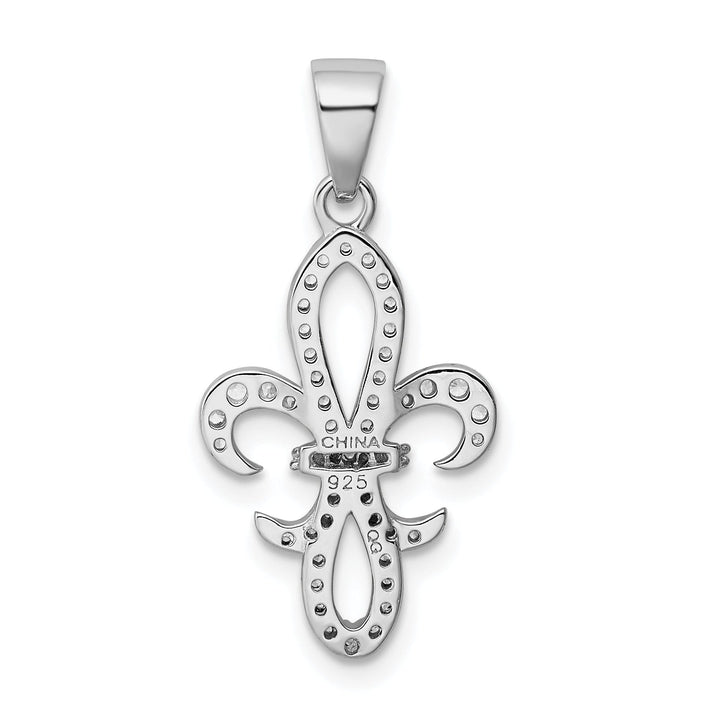 Silver Polished Finish C.Z Fleur de Lis Charm