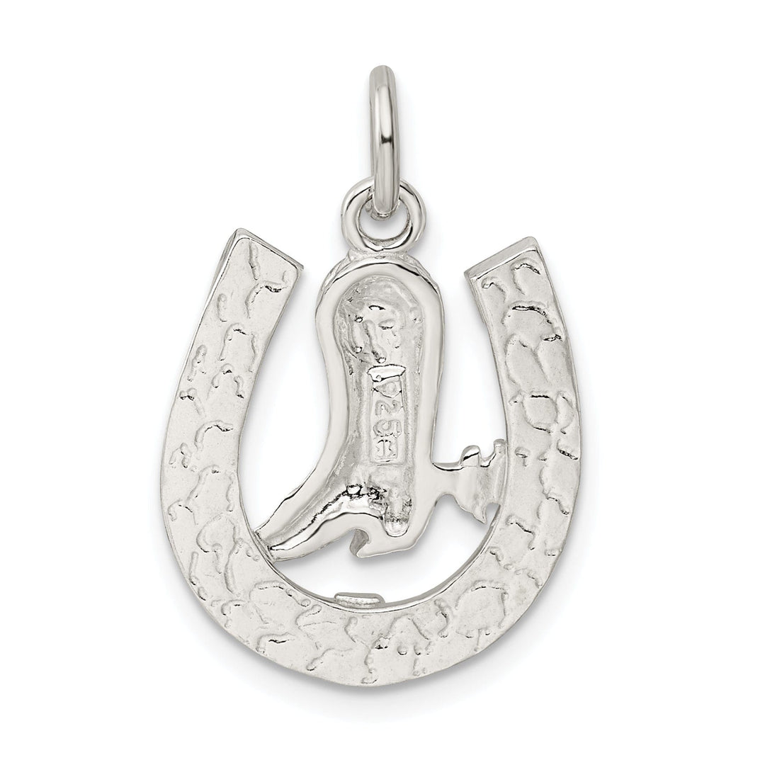 Silver Polish Finish Horseshoe with Boot Charm