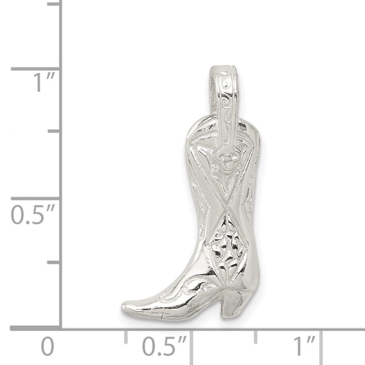 Sterling Silver Polish Finish Cowboy Boot Charm