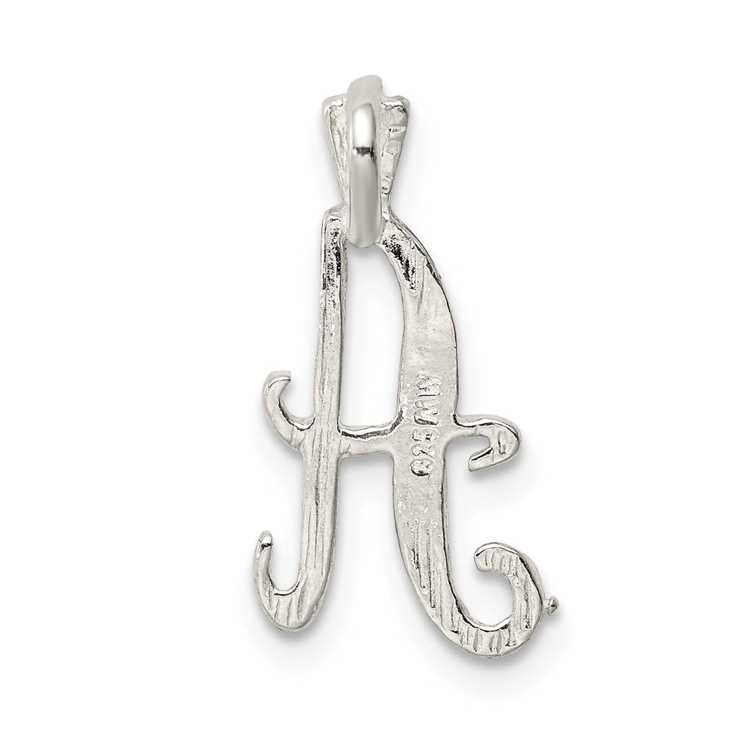 Silver Polished Textured Letter A Charm Pendant