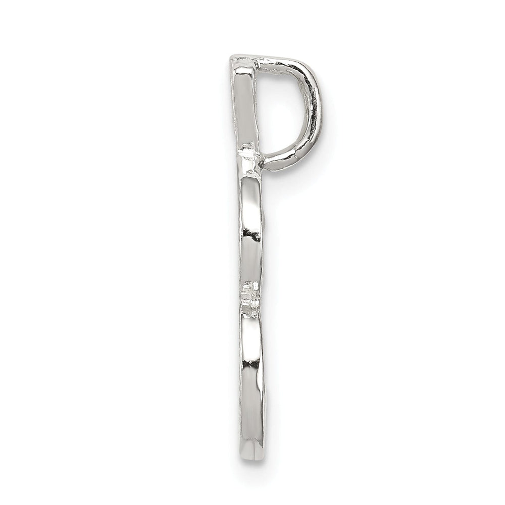 Silver Polished Textured Letter B Charm Pendant