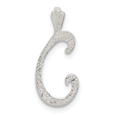 Silver Polished Textured Letter C Charm Pendant at $ 3.64 only from Jewelryshopping.com