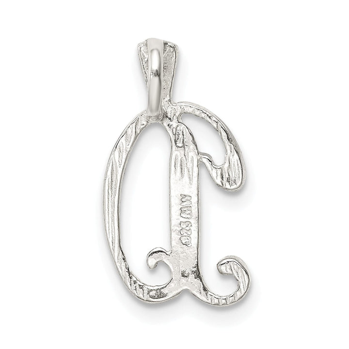 Silver Polished Textured Letter D Charm Pendant