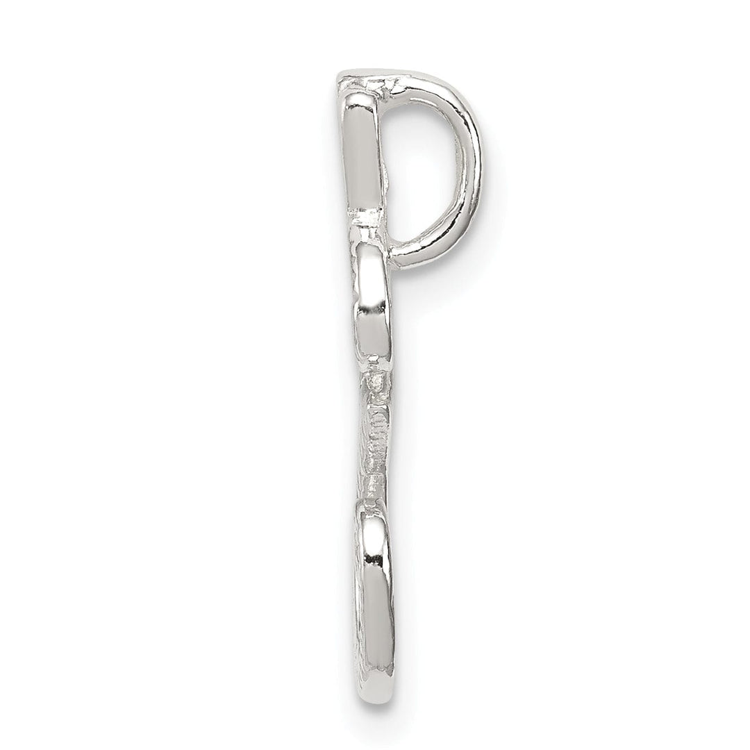 Silver Polished Textured Letter E Charm Pendant