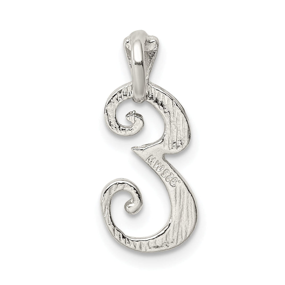 Silver Polished Textured Letter E Charm Pendant