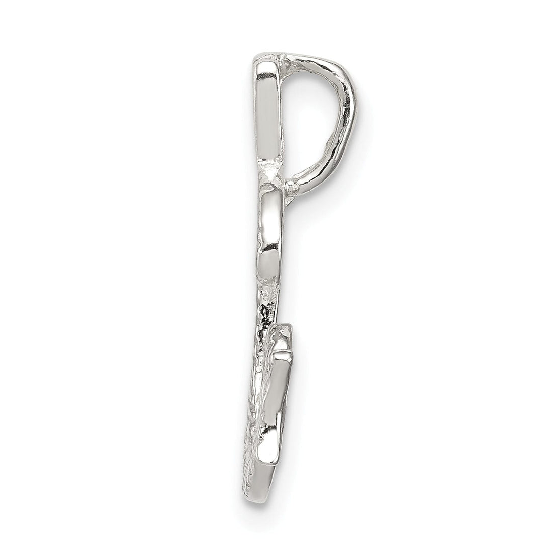 Silver Polished Textured Letter G Charm Pendant