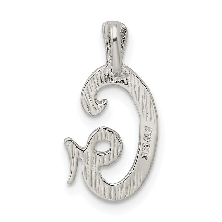 Silver Polished Textured Letter G Charm Pendant