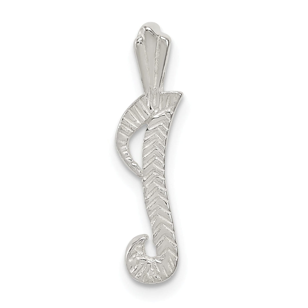 Silver Polished Textured Letter I Charm Pendant