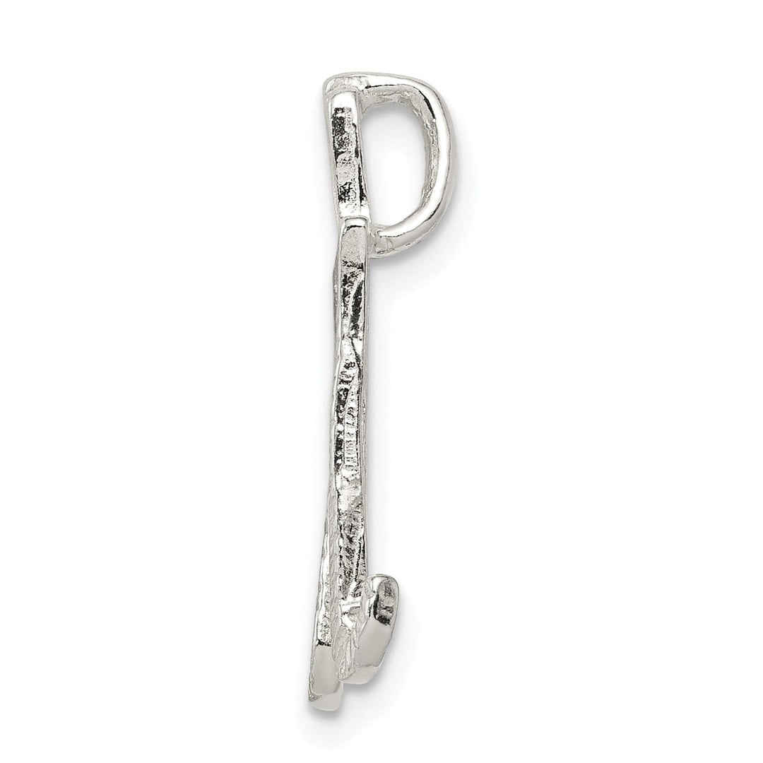 Silver Polished Textured Letter M Charm Pendant