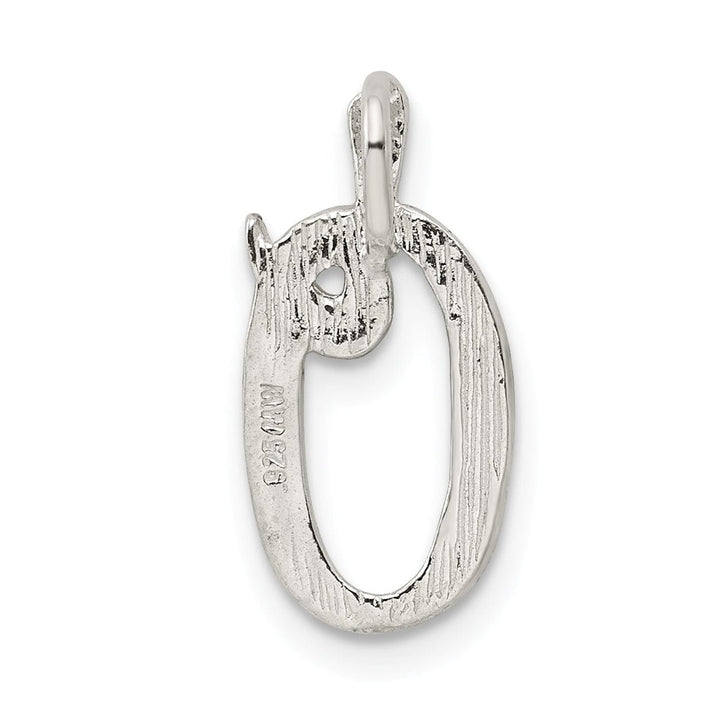 Silver Polished Textured Letter O Charm Pendant