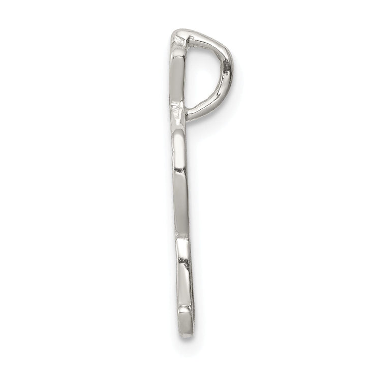 Silver Polished Textured Letter R Charm Pendant