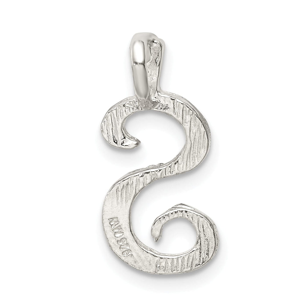 Silver Polished Textured Letter S Charm Pendant