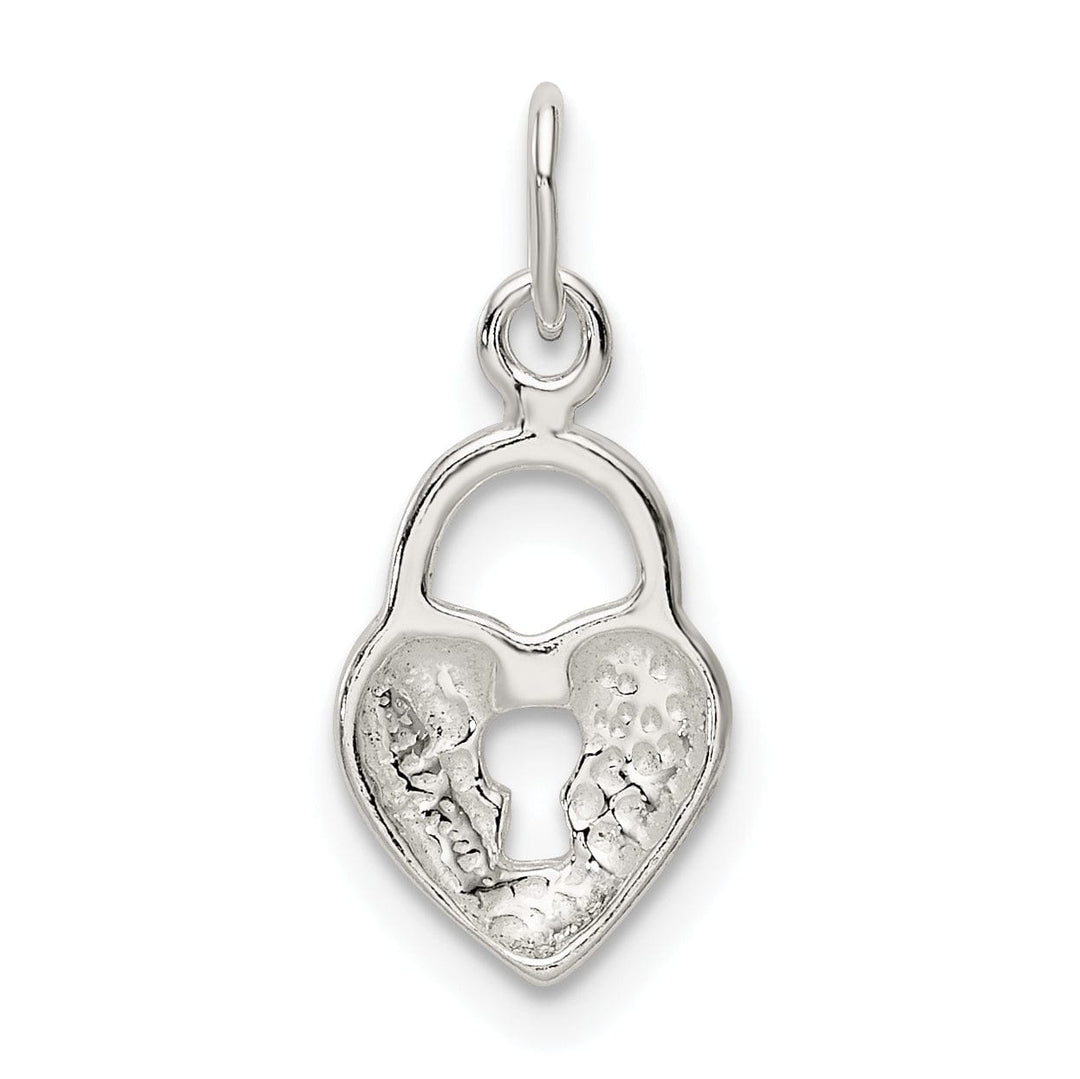 Silver Polished Heart Lock Design Pendant