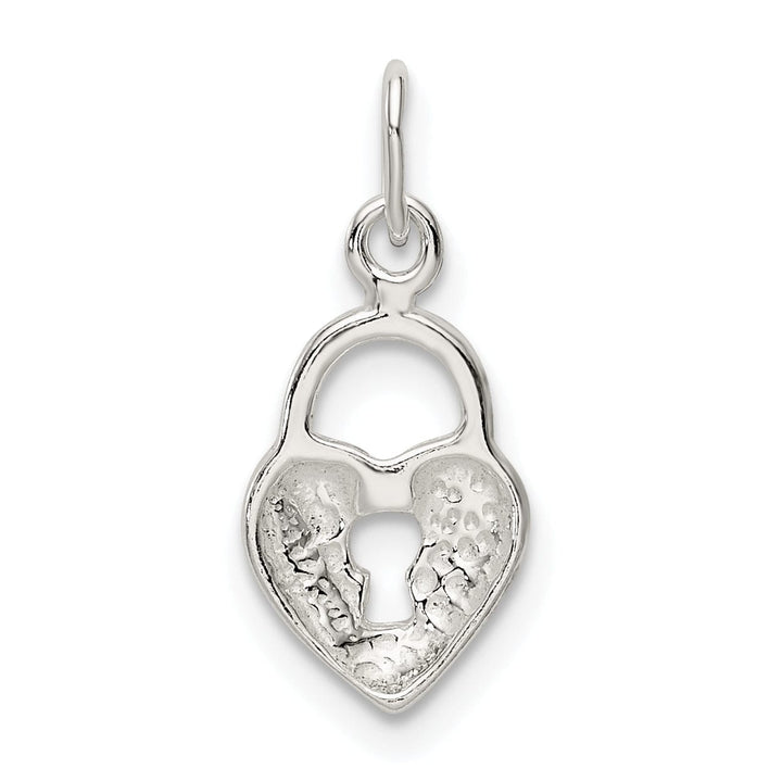 Silver Polished Heart Lock Design Pendant