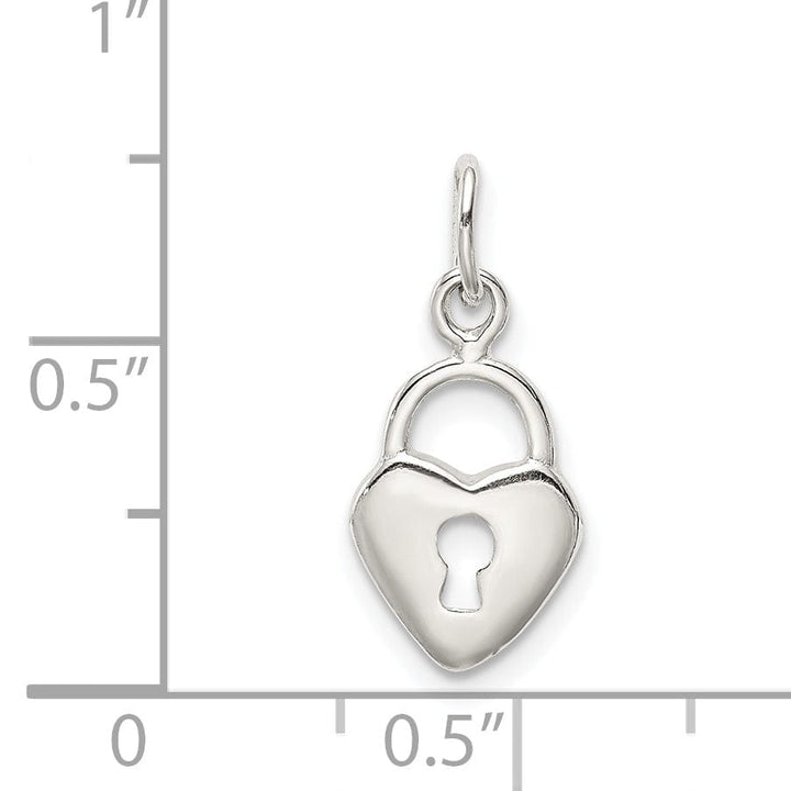 Silver Polished Heart Lock Design Pendant