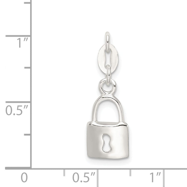 Sterling Silver Polished Lock Charm Pendant