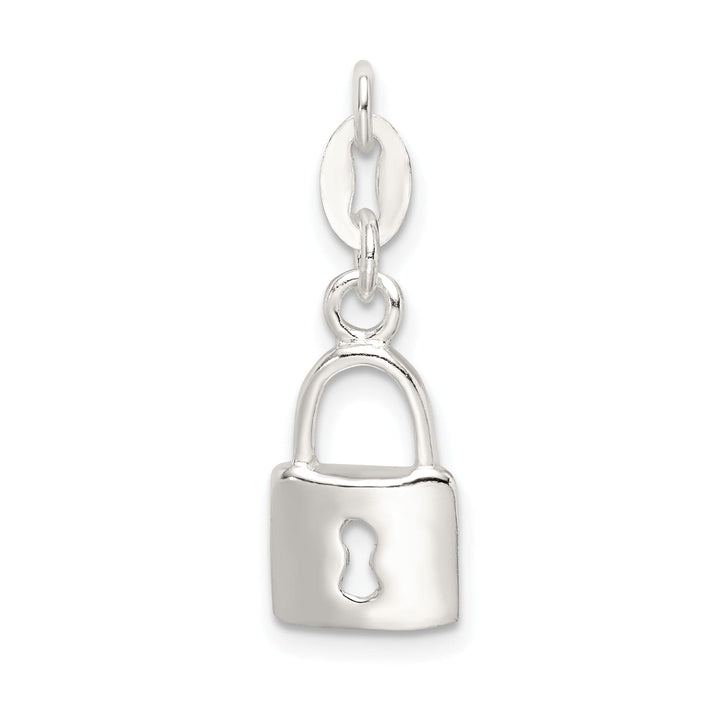 Sterling Silver Polished Lock Charm Pendant