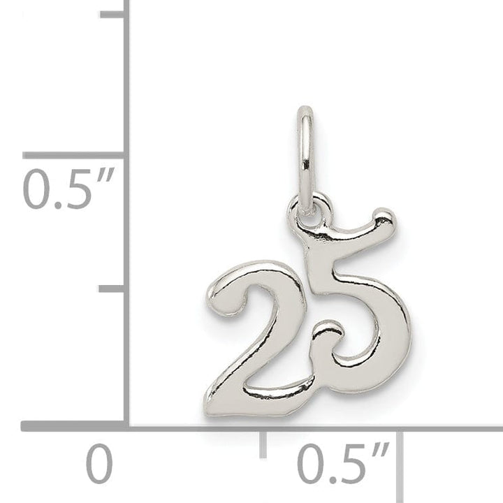 Sterling Silver Solid Polished # 25 Charm Pendant