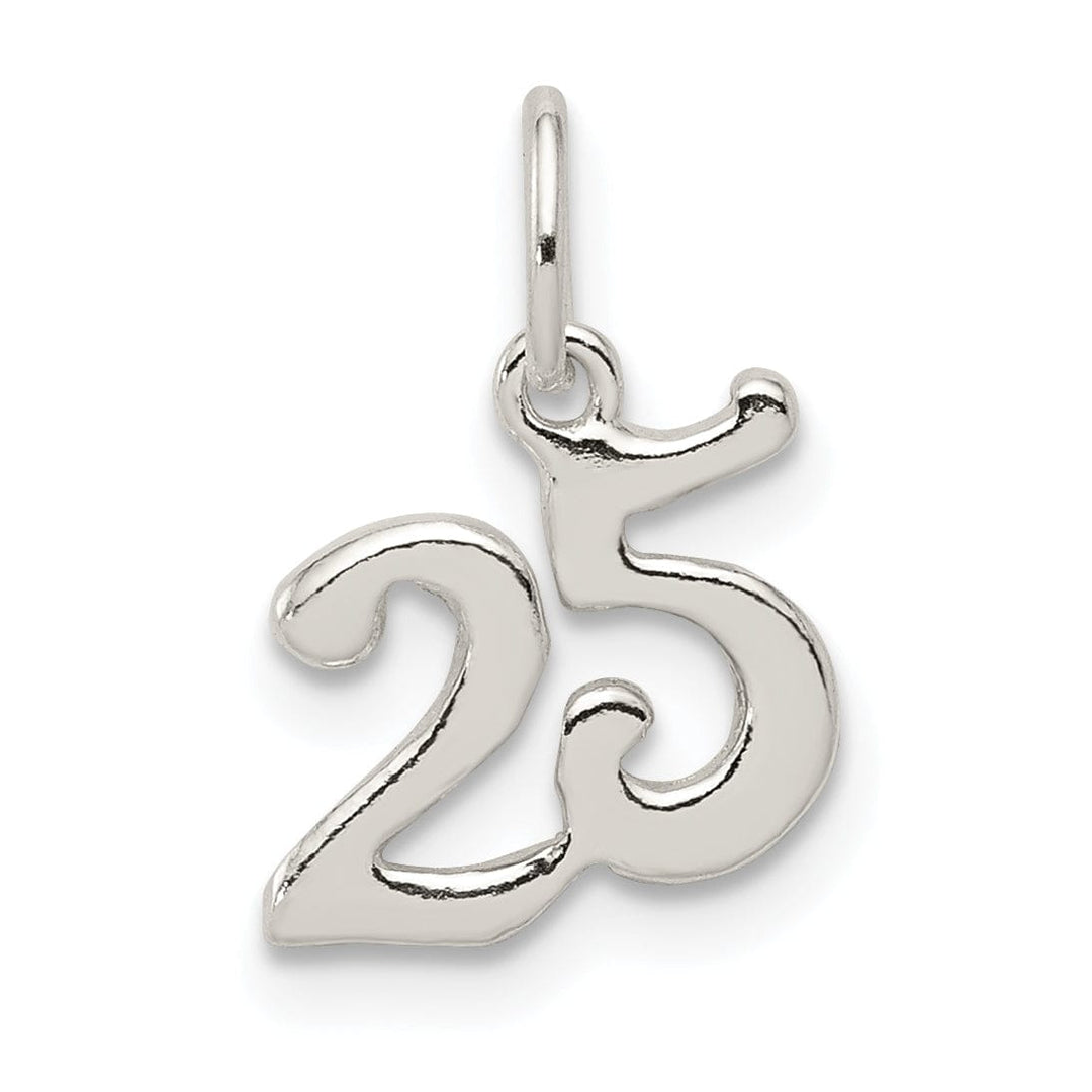 Sterling Silver Solid Polished # 25 Charm Pendant