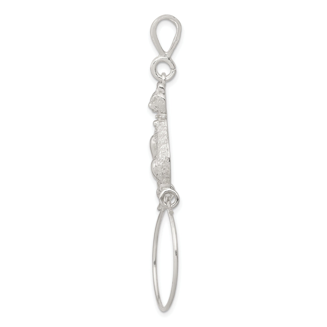 Sterling Silver Sitting Cat Charm Holder Charm