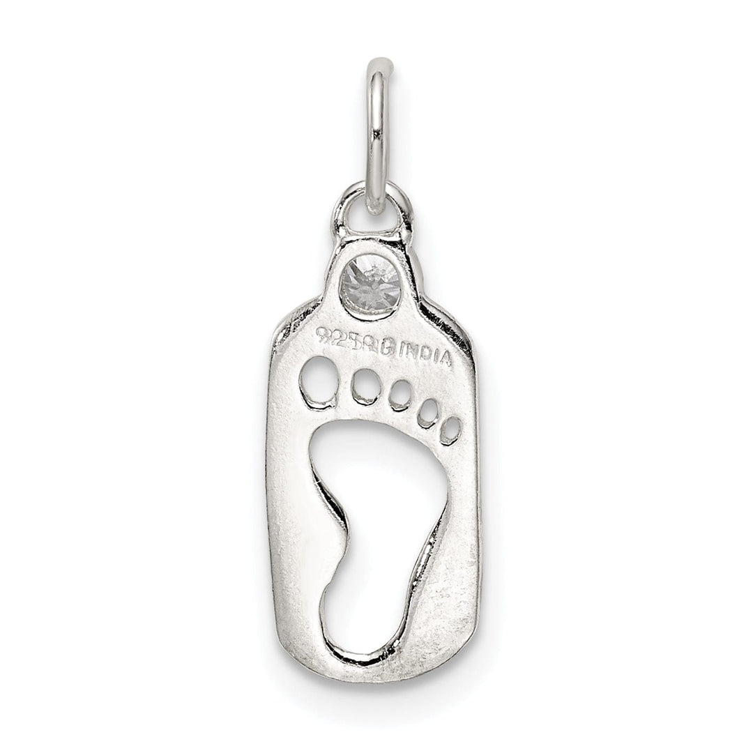 Sterling Silver Polished Footprint C.Z Charm