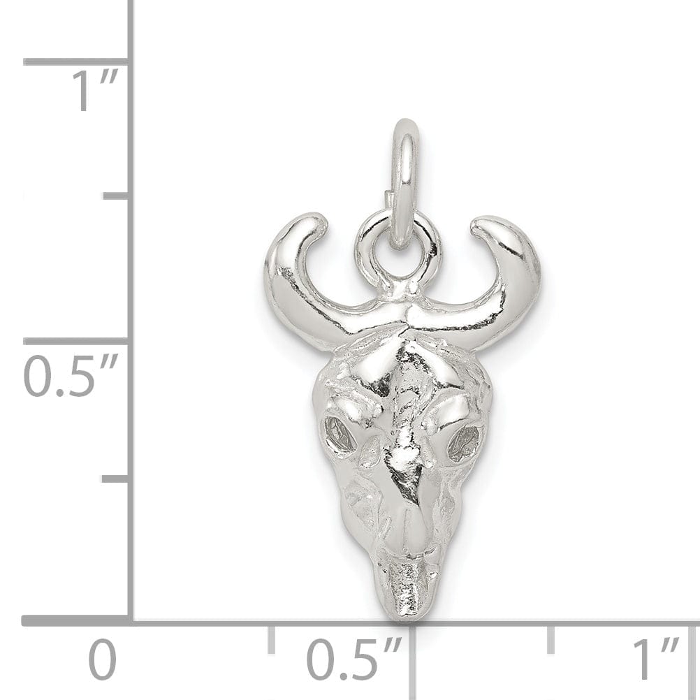 Solid Sterling Silver Polish Finish Skull Charm