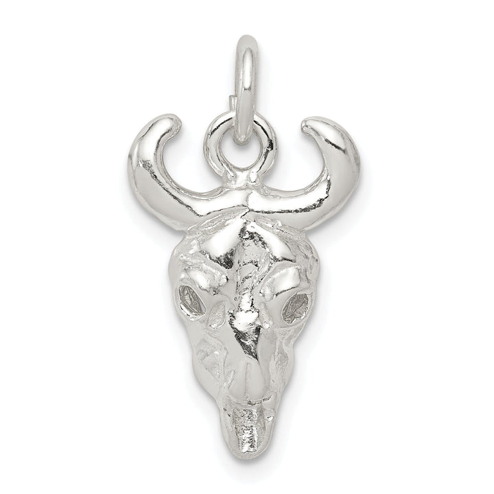 Solid Sterling Silver Polish Finish Skull Charm