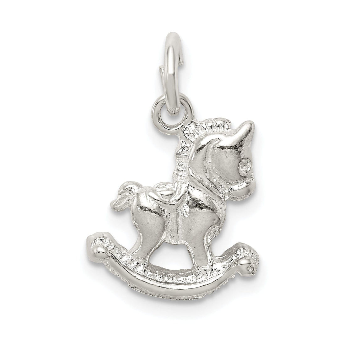 Sterling Silver Polished Rocking Horse Pendant