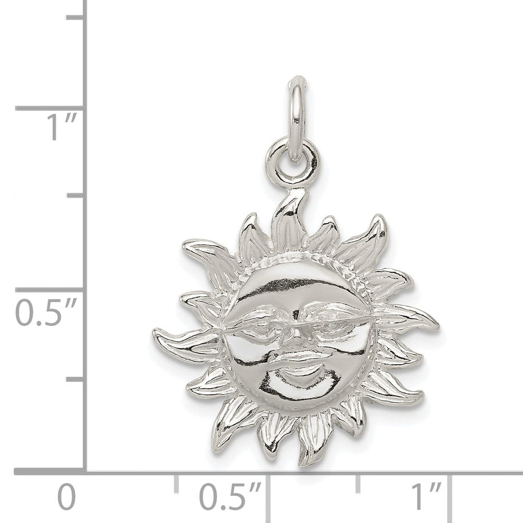 Sterling Silver Polish Finish Sun Charm Pendant