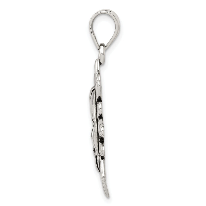 Silver Antiqued Finish Sun Half Moon Face Charm