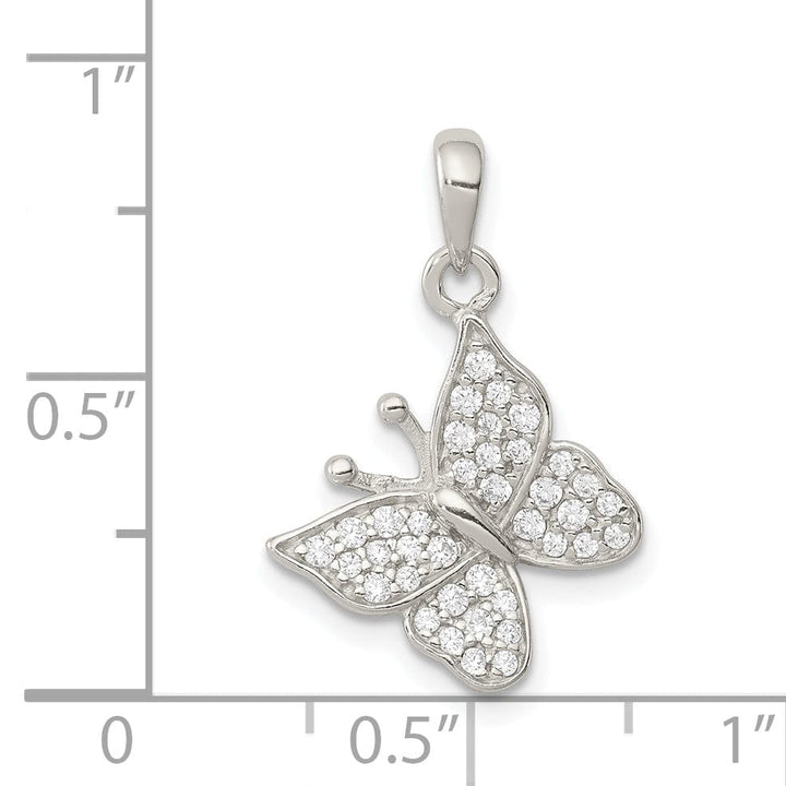 Sterling Silver Cubic Zirconia Butterfly Charm