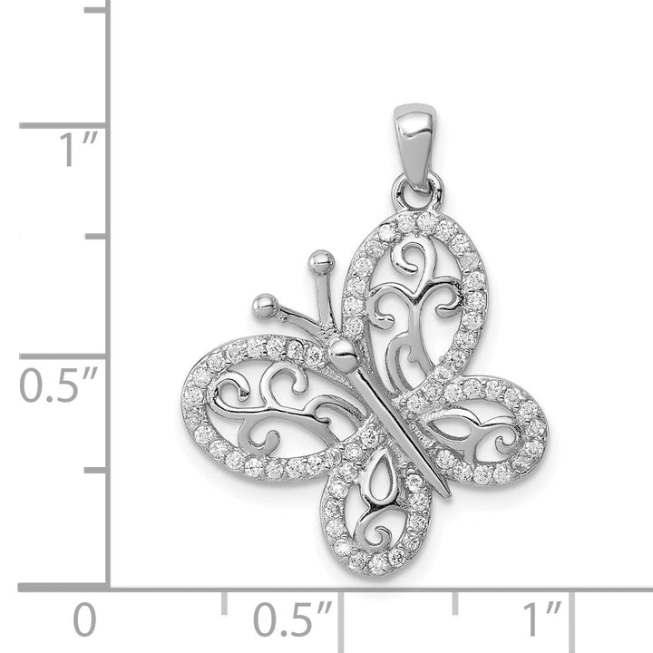 Sterling Silver Cubic Zirconia Butterfly Charm
