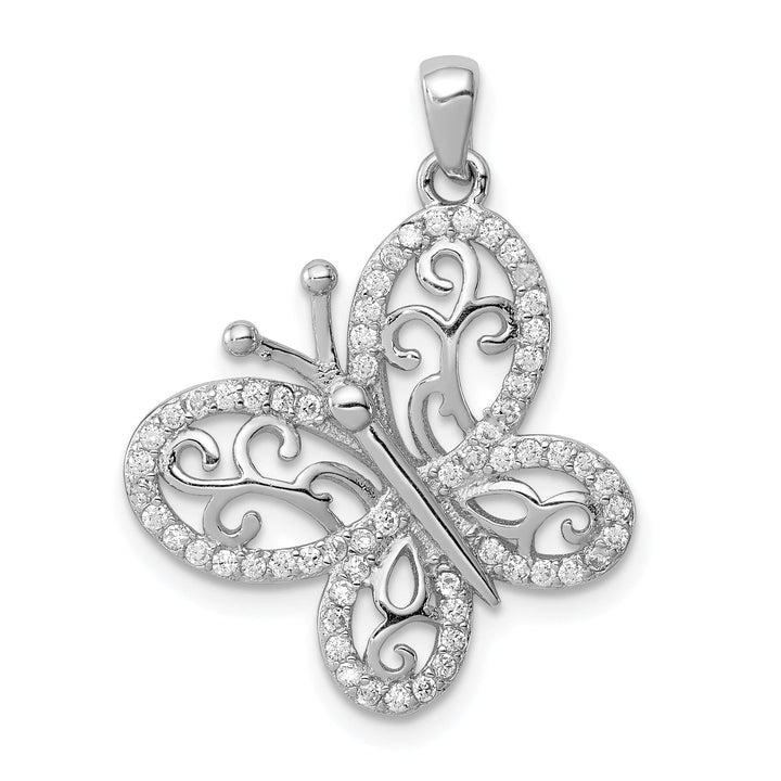 Sterling Silver Cubic Zirconia Butterfly Charm