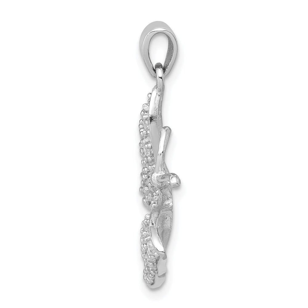 Silver Polished Cubic Zirconia Butterfly Charm