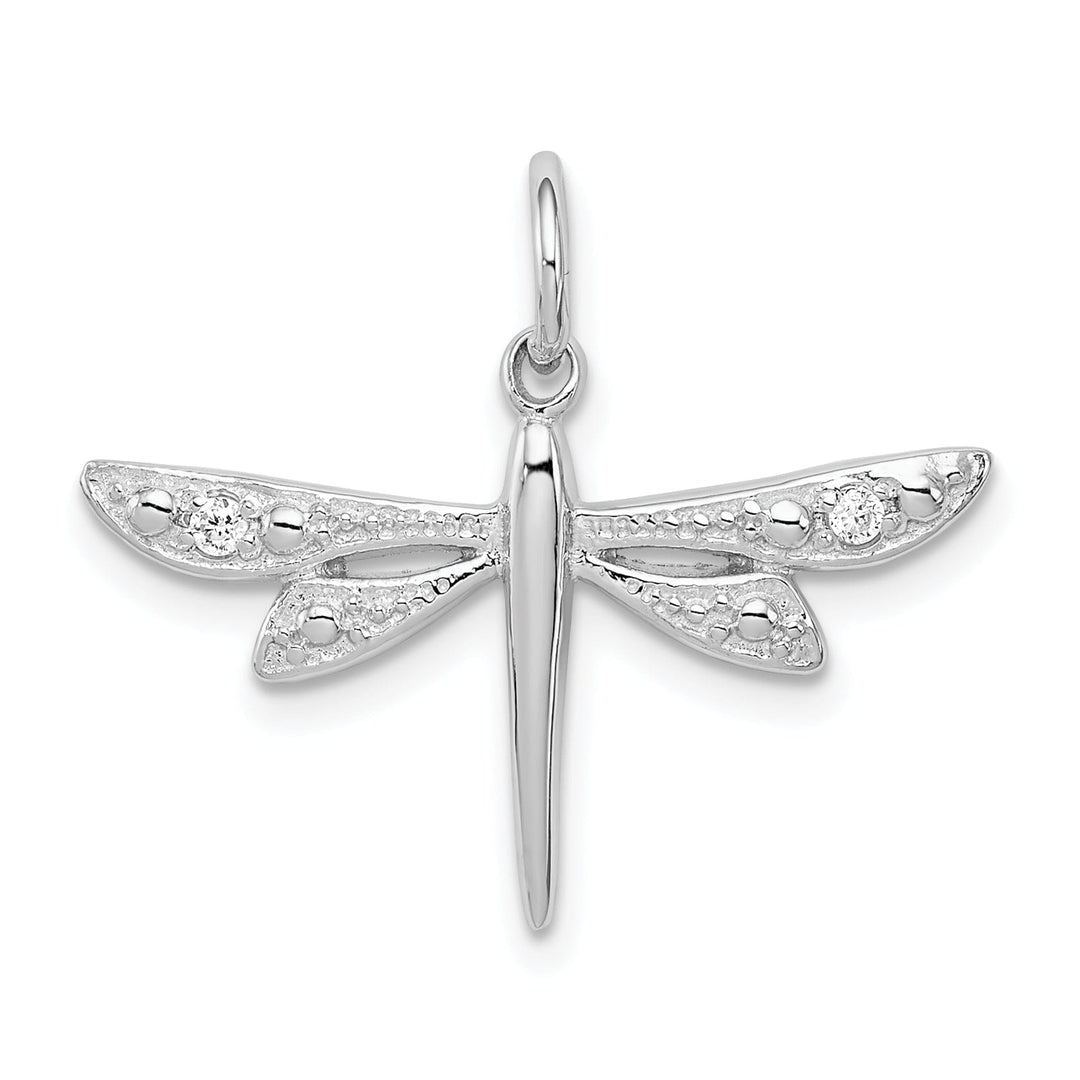 Sterling Silver Cubic Zirconia Dragonfly Charm