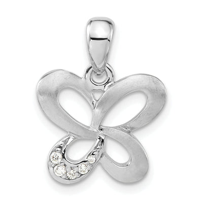 Silver Satin Cubic Zirconia Butterfly Pendant at $ 14.7 only from Jewelryshopping.com
