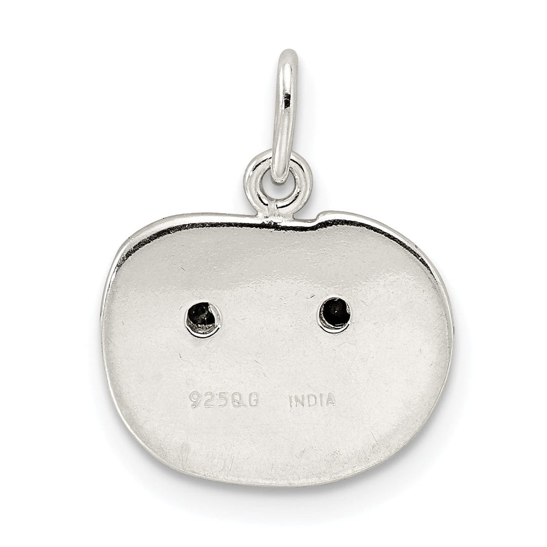 Sterling Silver Polished Enamel Pumpkin Pendant