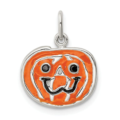 Sterling Silver Polished Enamel Pumpkin Pendant at $ 10.12 only from Jewelryshopping.com