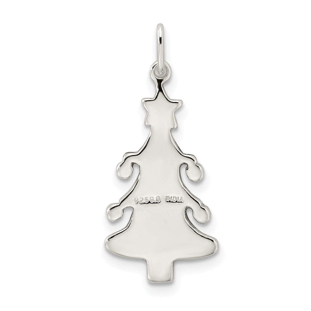 Silver Polished Enamel Christmas Tree Pendant