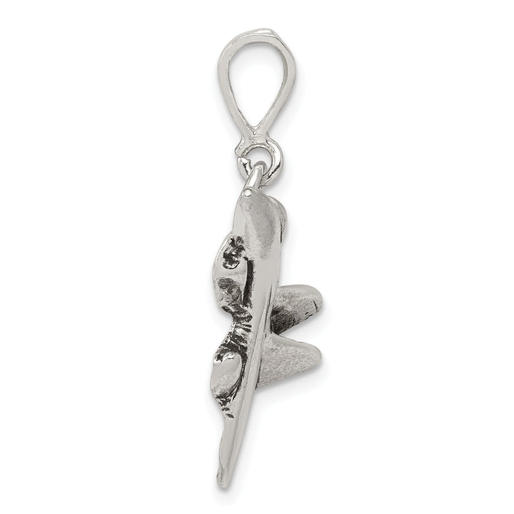 Silver Antiqued 3-D Angled Jet Fighter Charm