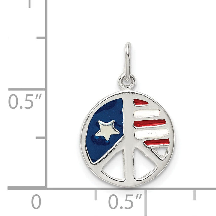 Silver Enamel American Flag Peace Sign Charm