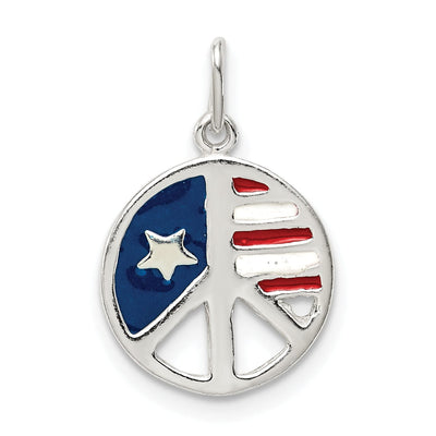 Silver Enamel American Flag Peace Sign Charm at $ 6.47 only from Jewelryshopping.com