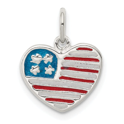 Silver Polish Enamel American Flag Heart Charm at $ 7.46 only from Jewelryshopping.com