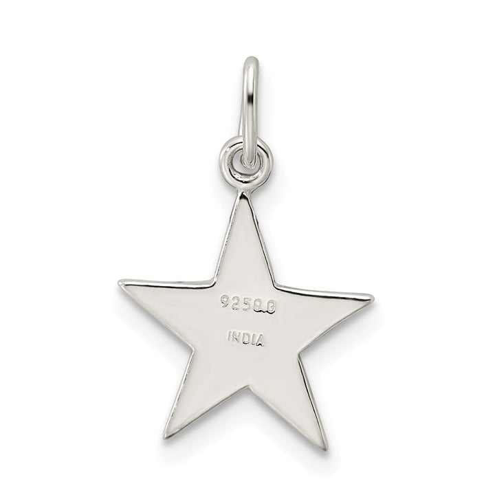 Silver Polished Enamel American Flag Star Charm