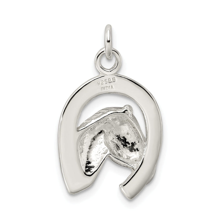 Silver Polish Finish Horse in Horse Shoe Charm